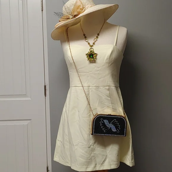 princess polly baby blue dress French Connection Whisper Light Womens Sheath Mini Cocktail Dress, Lemon